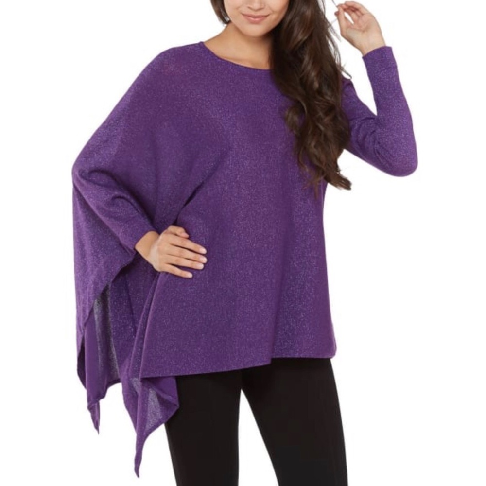 Peter Nygard Purple Metallic Asymmetrical Sweater - Picture 1 of 3